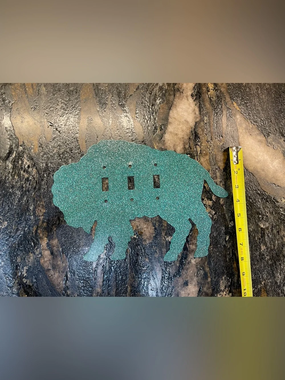Teal Powdered Paint Metal Bison Switch Plate Cover - Decorative Wall Accent